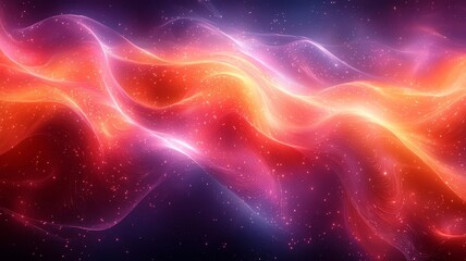Vibrant abstract waves of red and purple light flowing through a cosmic backdrop, evoking a sense of energy and movement for modern design projects.