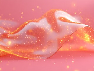 Glittering Gold Fabric Wave on Pink Background