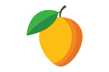 Fresh Mango with Leaves on White Background