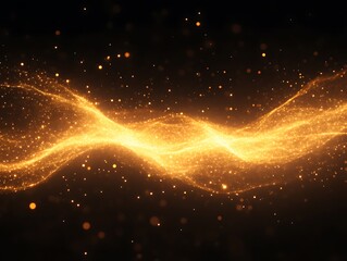 Obraz premium Golden Particle Wave Abstract Background Design