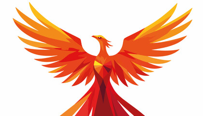 Obraz premium Geometric phoenix rising in vibrant colors, symbol of rebirth