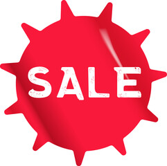 Red SALE round sticker isolated on white. Round Price sale sticker, sale sticker, price tag, retro label, sale or discount sticker, promotional badge set, shopping label png