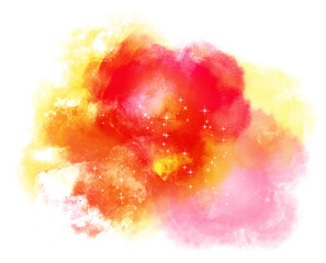 Fototapeta premium Red, pink, and yellow watercolor background featuring artistic brush strokes, isolated on a transparent background, perfect for vibrant, romantic, and creative designs.