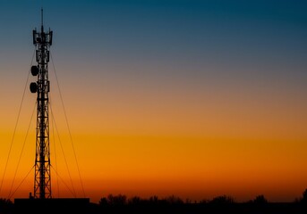 夕焼け空シルエット 鉄塔 雄大 静寂