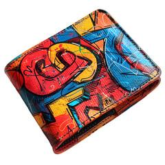 Fototapeta premium Colorful Graffiti Leather Wallet Stylish Accessory