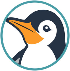 Fresh Penguin Logo in Flat Illustration Style