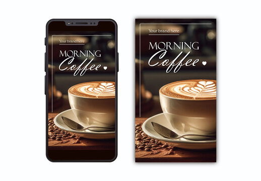 Brown Elegant Latte Morning Coffee Poster