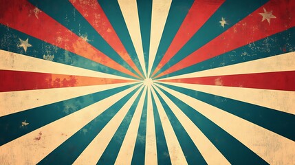 Vintage Retro Sunburst Design With Stars