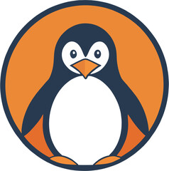 Bold Flat Penguin Icon for Logos