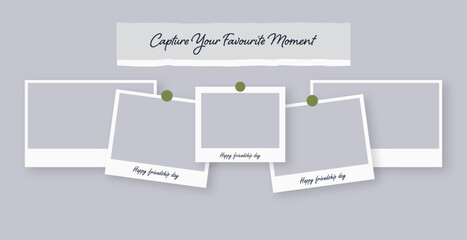 Digital Scrapbook, Blank Photo Collage, Instagram story, post templates with polaroid frames, washi tape, and doodles to give a fun