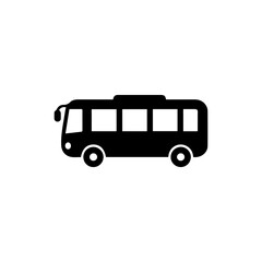 Black Bus Icon with Side View and Visible Wheels for Public Transport