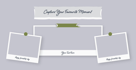 Digital Scrapbook, Blank Photo Collage, Instagram story, post templates with polaroid frames, washi tape, and doodles to give a fun