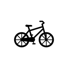 Fototapeta premium Solid Black Bicycle Icon with Stylized Frame and Wheel Spokes Visible