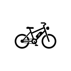 Fototapeta premium Solid Black Icon of an Electric Bike with a Motor Symbol on the Side
