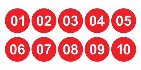 Simple typography numbers in flat style. Bullet point number symbol sign for apps, UI, and website. Vector illustration