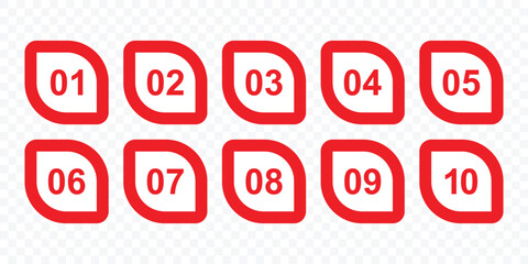 Simple typography numbers in flat style. Bullet point number symbol sign for apps, UI, and website. Vector illustration