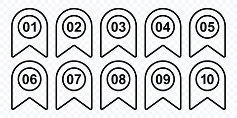 Number Bullet points, infographics markers. Bullet Points icon set. Simple numbers icon set of 1-10 numbers in black. Power point presentation marker. Vector illustration.