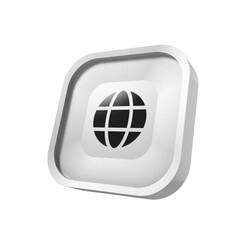 Black globe icon glossy square button