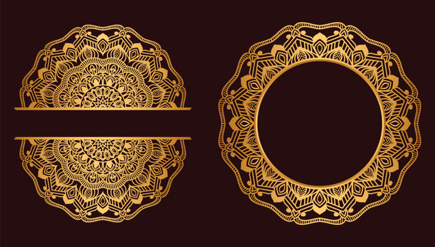 Luxury mandala background with golden arabesque pattern. ornament elegant invitation wedding card , invite , backdrop cover banner illustration maroon color vector design.