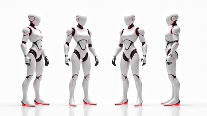 White Robot Female Full Body Poses