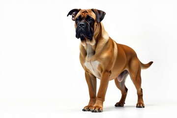 Obraz premium Majestic mastiff, powerful stance, white background, isolated, powerful