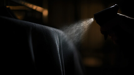 Steam garment refresher in use