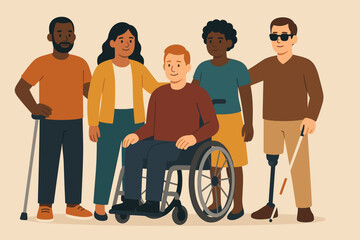 Diverse Group of People Standing Together in Unity  