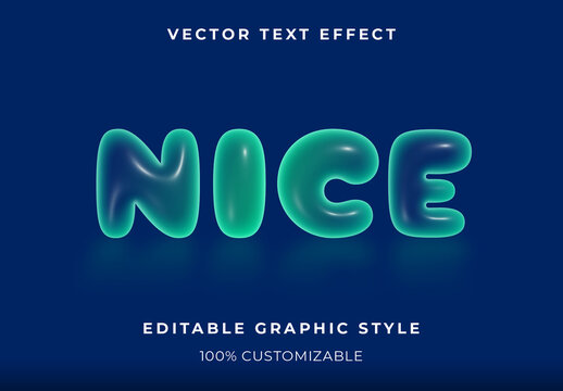 Green And Blue Droplet Plastic Font Glossy Soft Bubble Text Effect