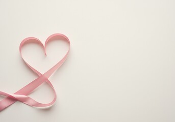 淡いピンクのリボンハート 優しい光と空間に包まれて