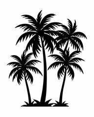 palm trees silhouettes on white background