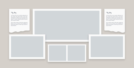blank photo frames on a wall, Creative Presentation Layout with Photo Frames