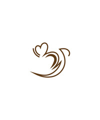 Love Coffee Logo, Love Coffee Cup Logo, Coffee Cup With Heart Shape Logo Design, Vector Illustration