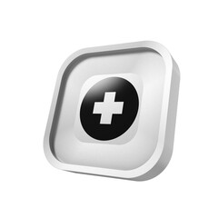 Black cross icon glossy square button