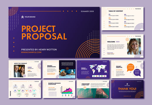 Purple And Orange Corporate Project Proposal Presentation