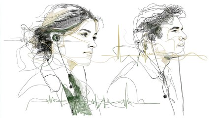 Emotional Connection and Understanding Illustrated through Doodle Art Featuring Listening Individuals