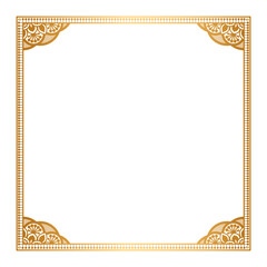 Rectangle golden certificate border pattern line photo frame islamic wedding invitation background with mandala squire frame