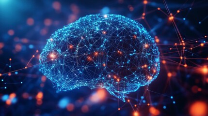 Abstract digital brain with glowing connections, representing neural network and intelligence.