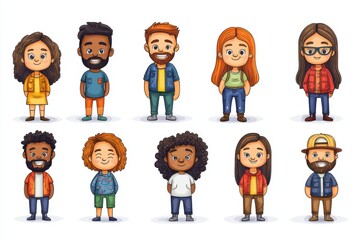 Inclusive urban playground bright cartoon characters celebrating diversity