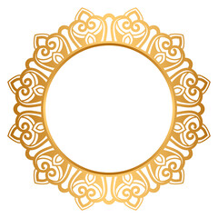 Luxury golden circle frame transparent with vintage mandala gold circular pattern