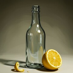 Glass bottle + lemon illustration wallpaper