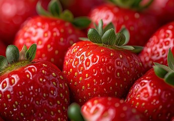 Fresh ripe strawberries close-up with vibrant red color