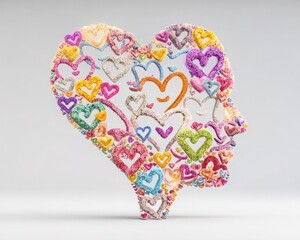 Vibrant Heart Shaped Silhouette Filled with Colorful Hearts Symbolizing Empathy and Connection