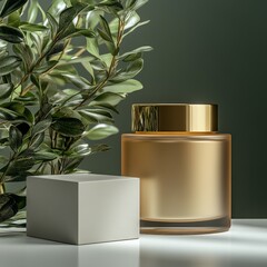 Luxury Skincare Packaging with Gold and Glass Jar