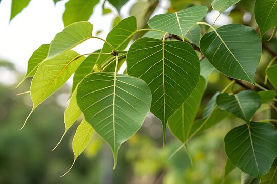 Peepal leaves on the tree.