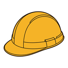 Simple Side View Yellow Hard Hat Cartoon Vector