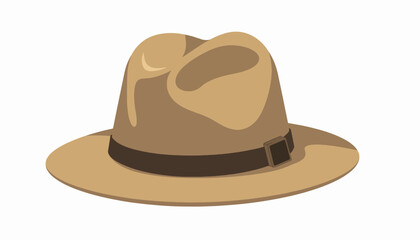 Classic khaki scout hat illustration, minimalist design aesthetics