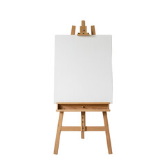Wooden easel with blank canvas, ready for art.