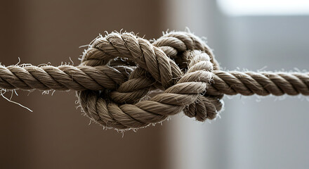 Tied Rope Knot Close-up on Neutral Background