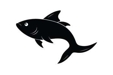 Simple Black Fish Vector Icon.
