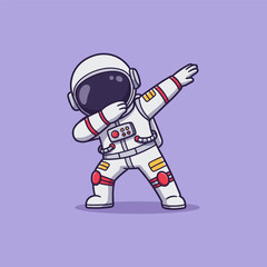 Funny Astronaut Doing Dab Dance Cartoon